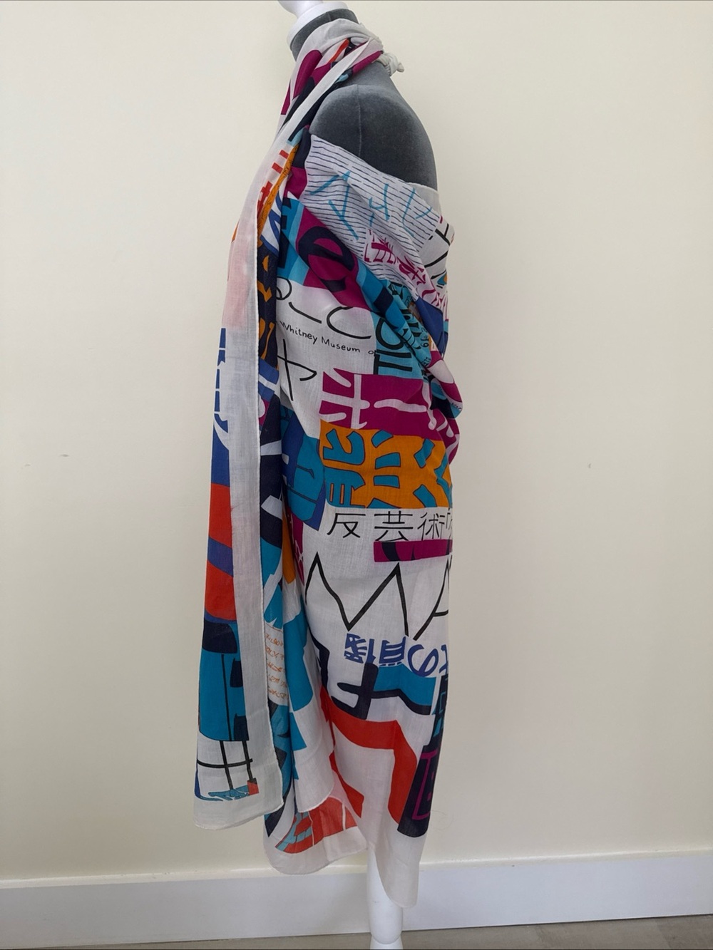 AUTHENTIC FENDI Vintage 2000s multicolor ABSTRACT ART scarf/sarong voile shawl - Picture 9 of 14